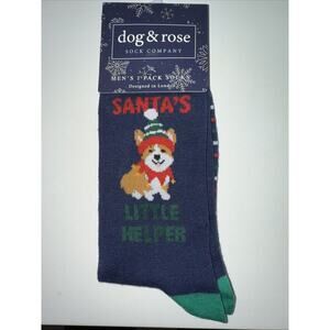 Mens Dog & Rose Sock Company Corgi Santa's Little Helper Socks Christmas Holiday